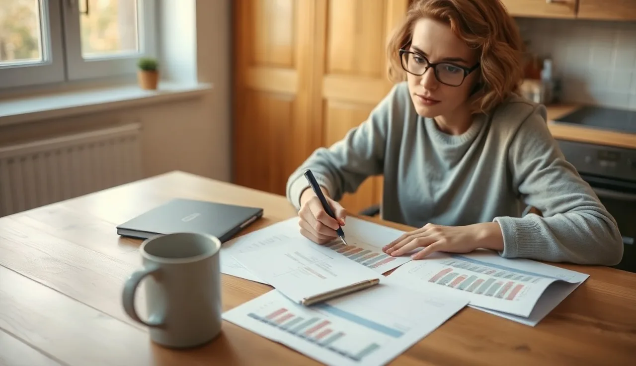 Person reviewing financial account statements to update beneficiaries after divorce