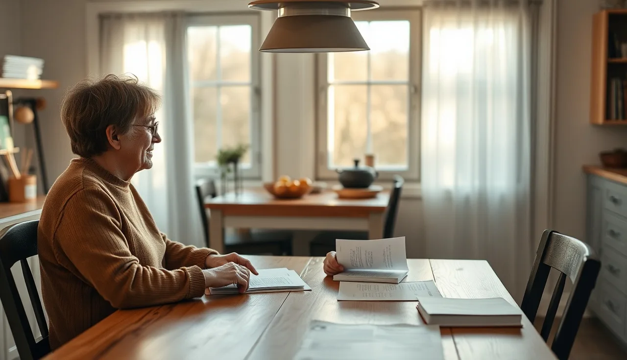 Two parents reviewing a parenting plan together at a kitchen table