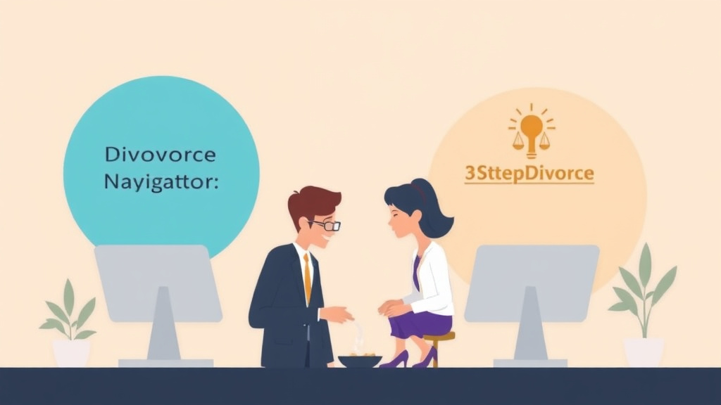Illustration showing key concepts related to divorcenavigator vs 3stepdivorce: full comparison