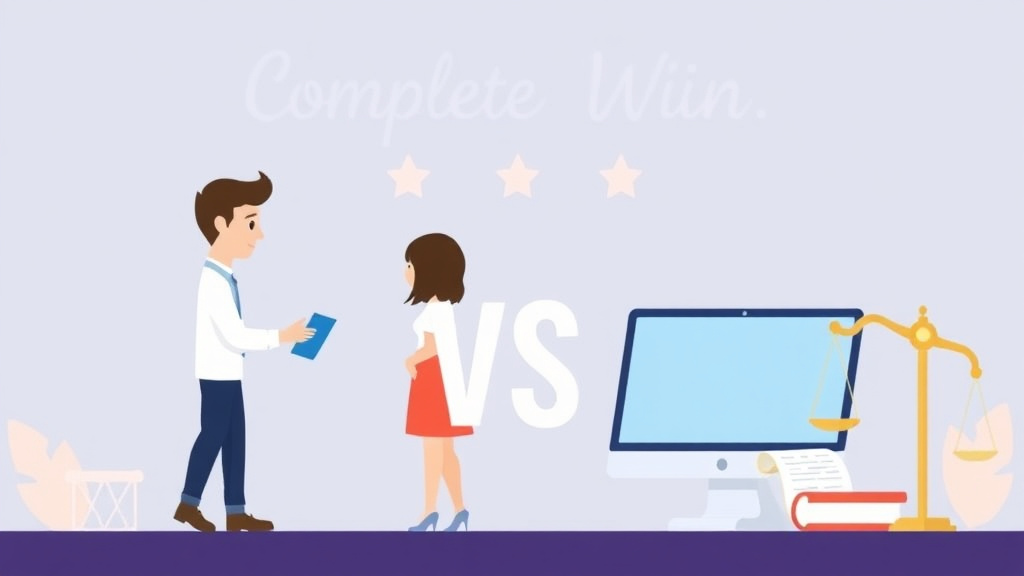 Illustration showing key concepts related to divorcenavigator vs completecase: which service wins