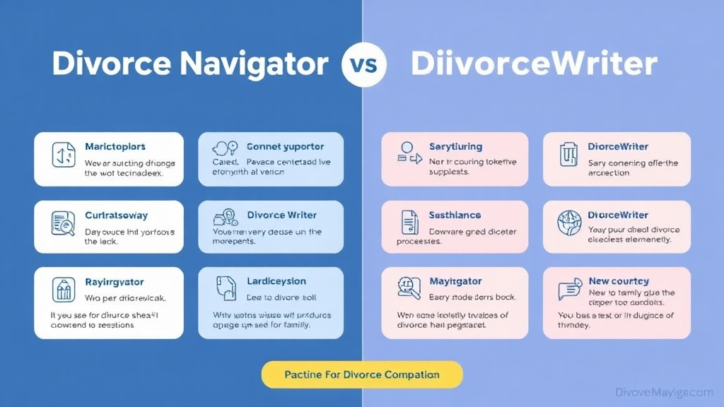 Visual guide for practical steps in divorcenavigator vs divorcewriter: service comparison