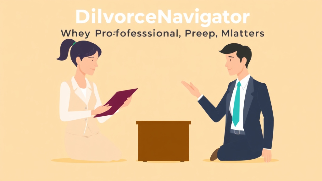 Illustration showing key concepts related to divorcenavigator vs diy divorce: why professional prep matters