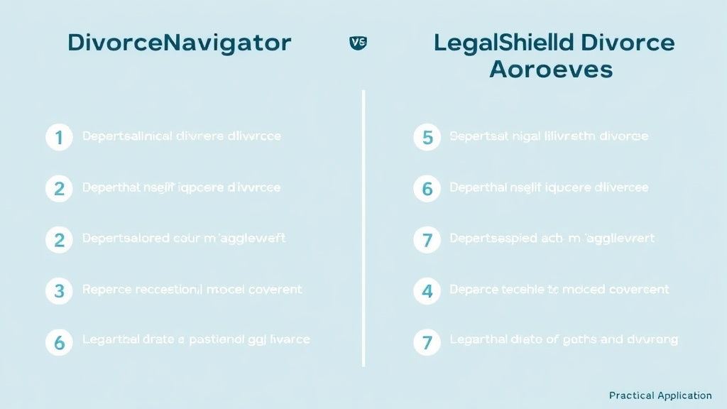 Visual guide for practical steps in divorcenavigator vs. legalshield: divorce coverage compared