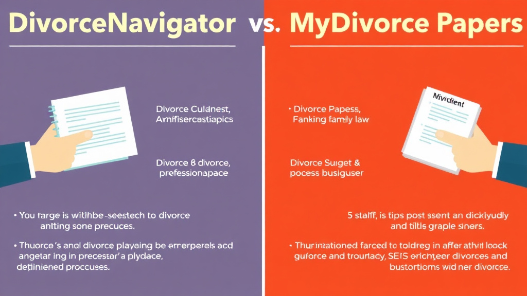 Visual guide for practical steps in divorcenavigator vs mydivorcepapers: side-by-side review