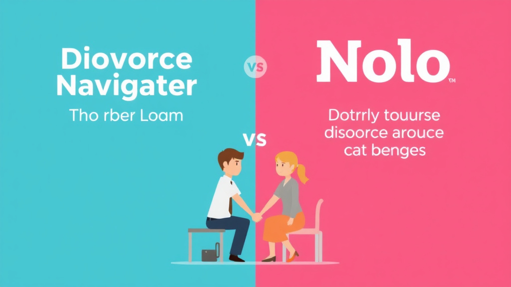 Illustration showing key concepts related to divorcenavigator vs. nolo: divorce resources and services compared