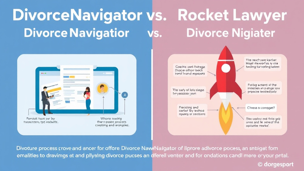 Visual guide for practical steps in divorcenavigator vs rocket lawyer: divorce services compared
