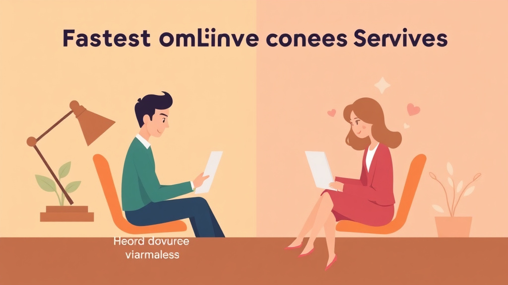 Illustration showing key concepts related to fastest online divorce services: speed comparison