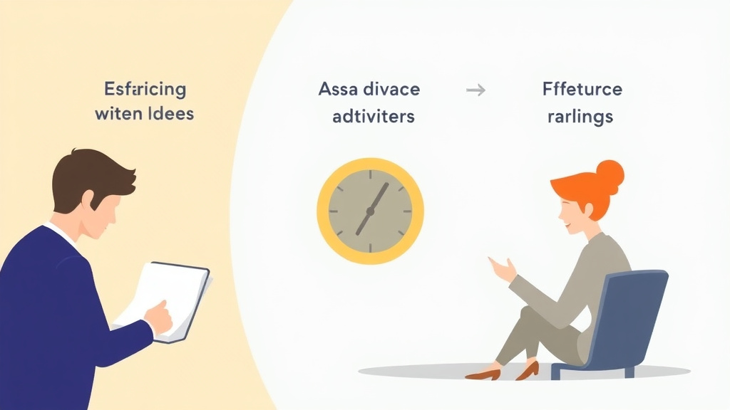 Illustration showing key concepts related to online divorce service refund policies compared