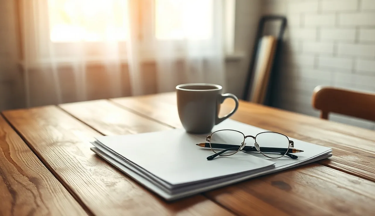 Blank papers and a pen on a kitchen table representing Texas divorce filing costs