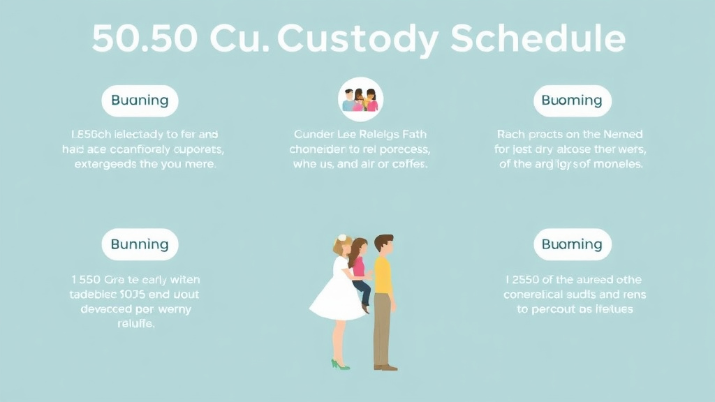 Visual guide for practical steps in 50/50 custody schedule: common arrangements that work