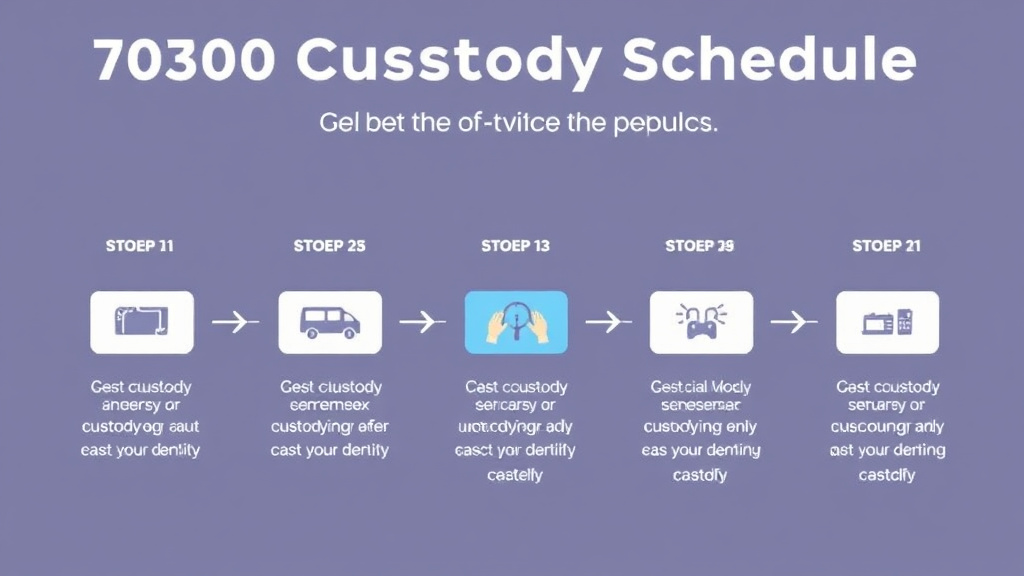 Visual guide for practical steps in 70/30 custody schedule: every other weekend plus
