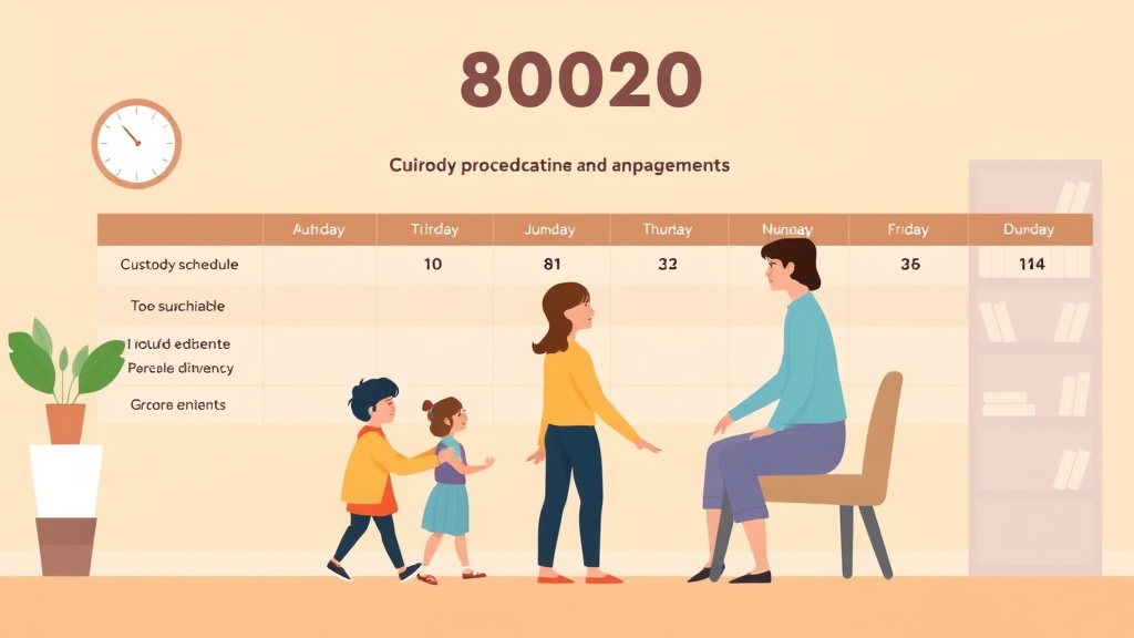 Illustration showing key concepts related to 80/20 custody schedule: standard visitation arrangements