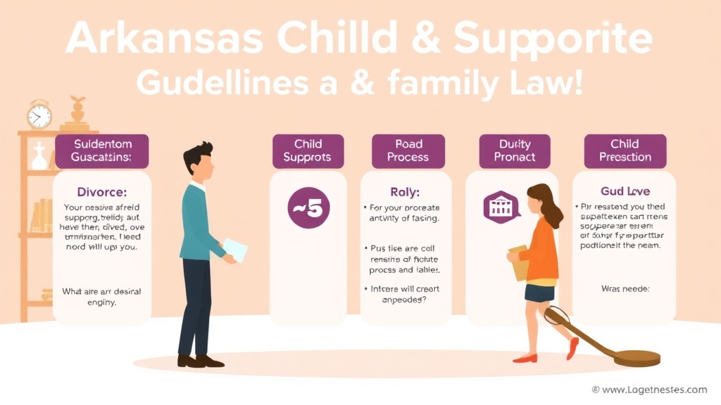 Illustration showing key concepts related to arkansas child support guidelines and calculator