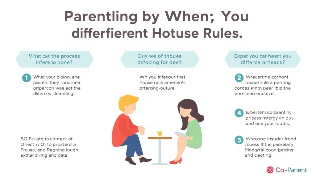 Visual guide for practical steps in co-parenting when you have different house rules