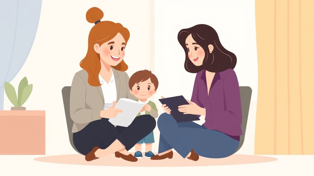 Illustration showing key concepts related to delaware child support guidelines and calculator