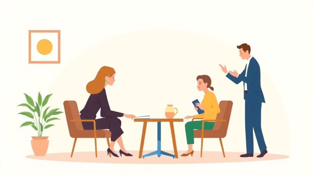 Illustration showing key concepts related to guardian ad litem in custody cases: role, cost, and what to expect