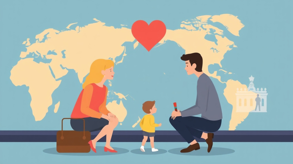 Illustration showing key concepts related to international custody: hague convention and cross-border issues