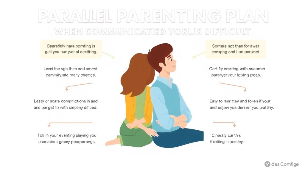 Visual guide for practical steps in parallel parenting plan: co-parenting when communication is difficult