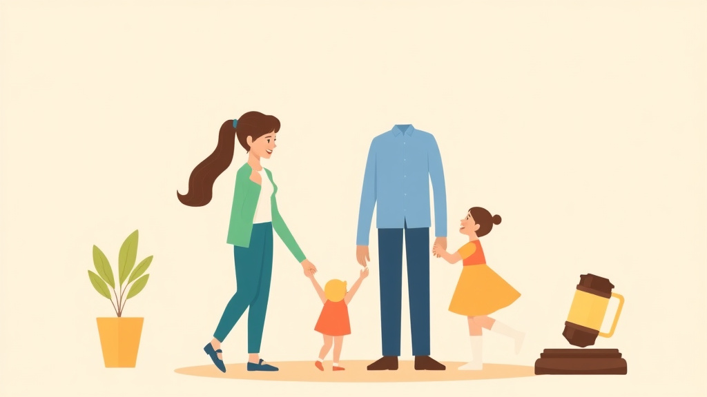 Illustration showing key concepts related to step-parent adoption after divorce: process and requirements
