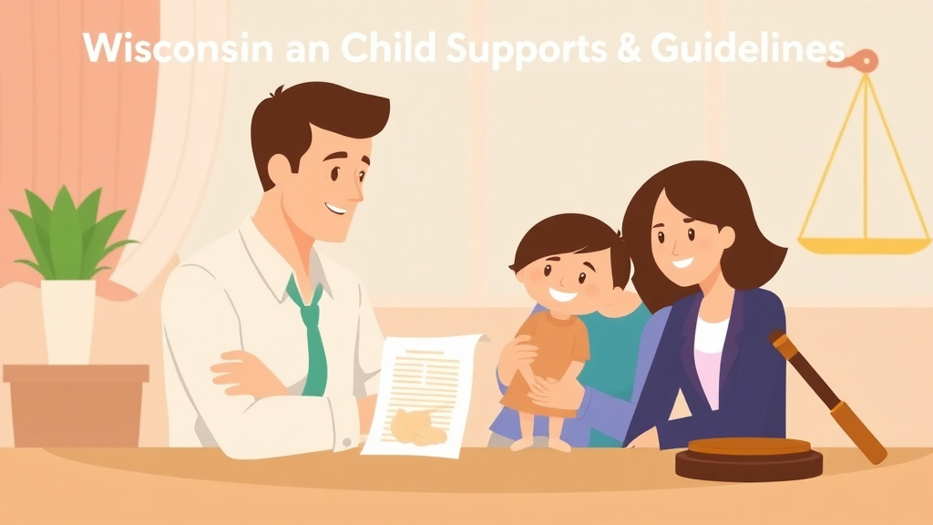 Illustration showing key concepts related to wisconsin child support guidelines and calculator