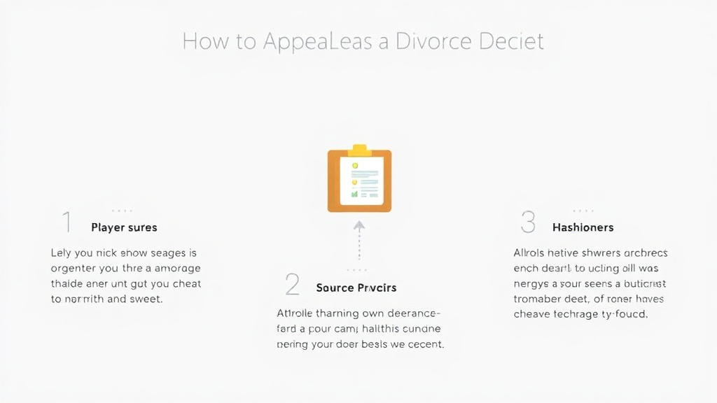 Visual guide for practical steps in how to appeal a divorce decree: process and grounds