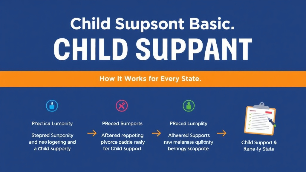 Visual guide for practical steps in child support basics: how it works in every state