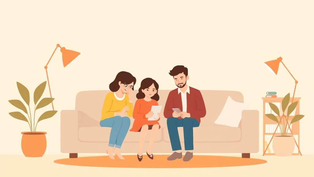 Illustration showing key concepts related to co-parenting communication tools and apps