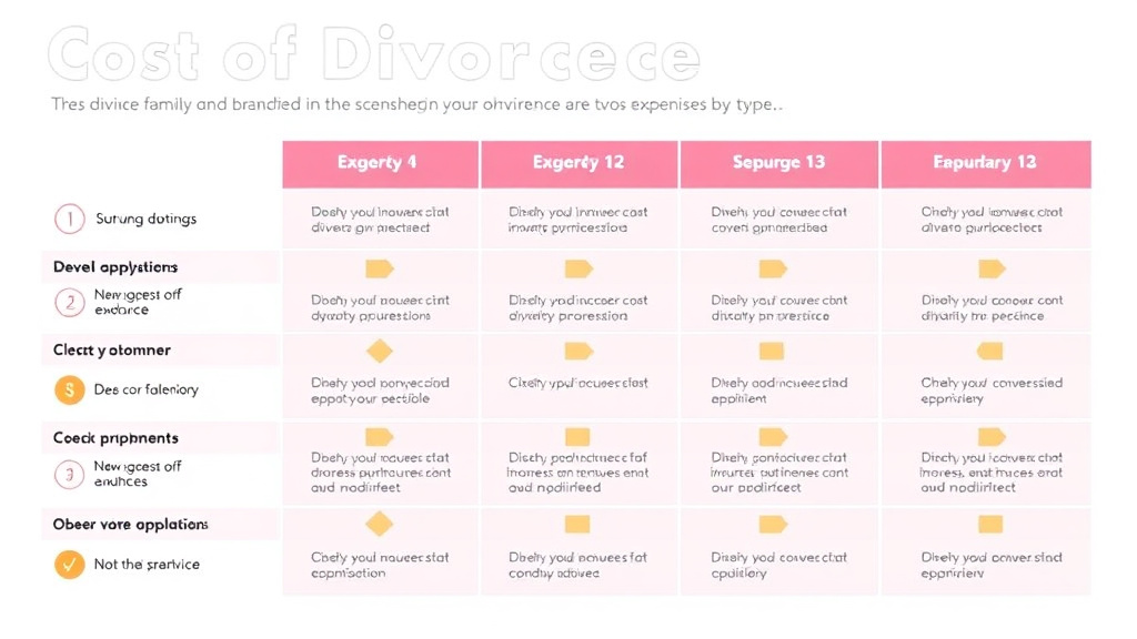 Visual guide for practical steps in cost of divorce: breakdown of expenses by type