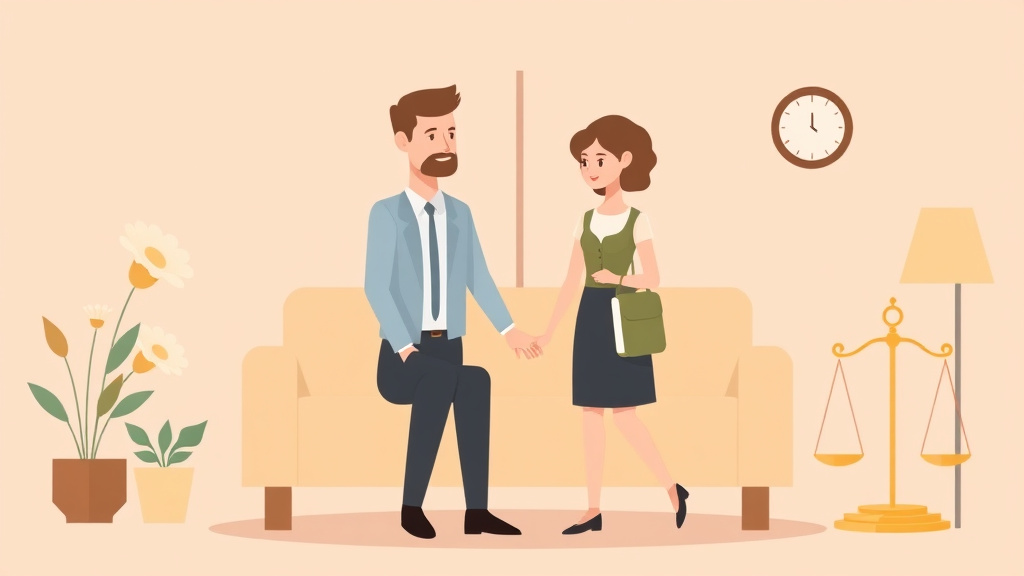 Illustration showing key concepts related to divorce after abuse: safety planning and legal options