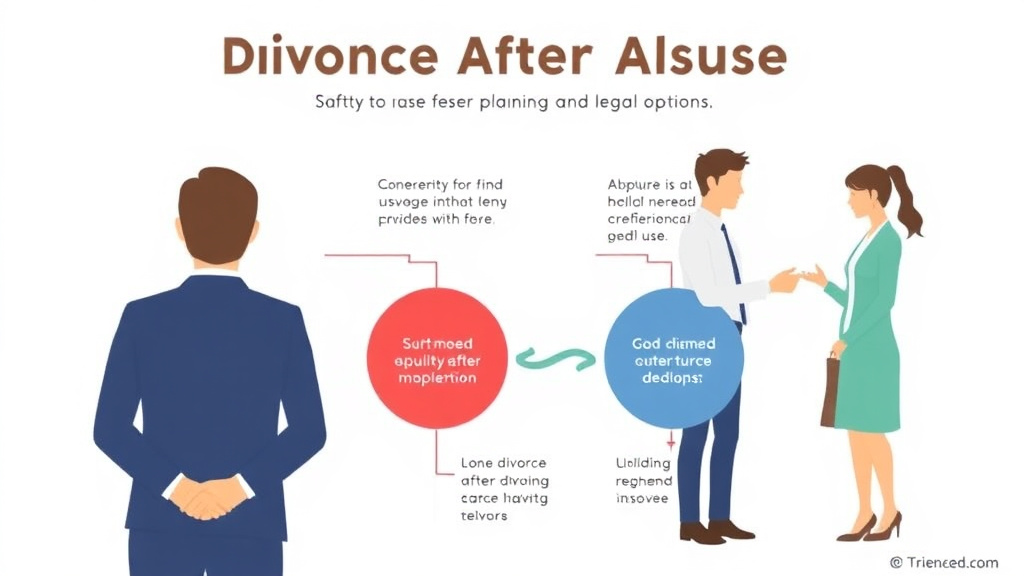 Visual guide for practical steps in divorce after abuse: safety planning and legal options