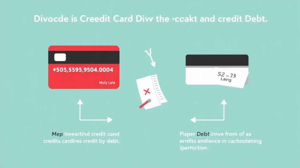 Visual guide for practical steps in divorce and credit card debt: division and responsibility