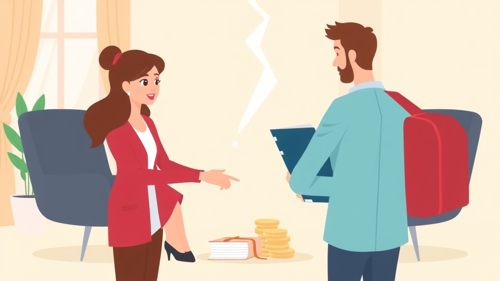 Illustration showing key concepts related to divorce and student loans: who pays what