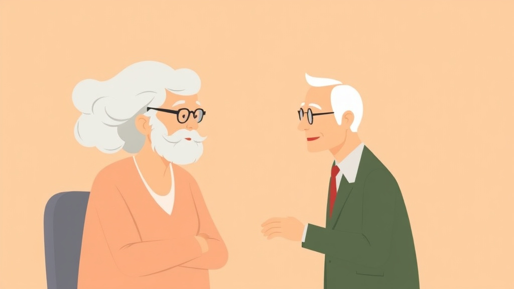 Illustration showing key concepts related to divorce for seniors: gray divorce considerations