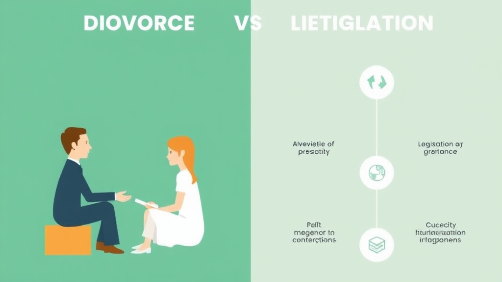 Visual guide for practical steps in divorce mediation vs litigation: comparing your options