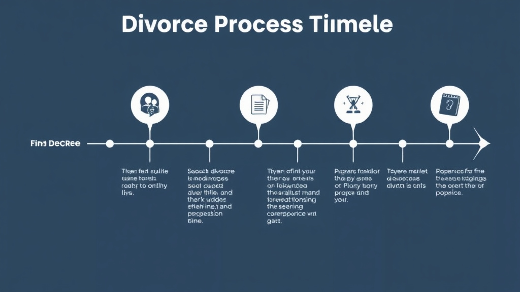 Visual guide for practical steps in divorce process timeline: from filing to final decree