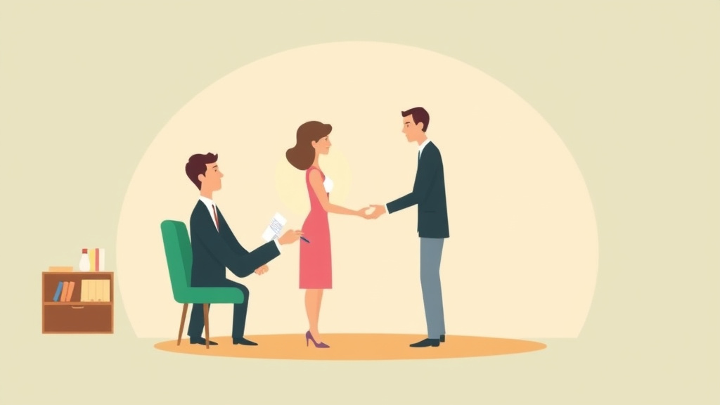 Illustration showing key concepts related to divorce settlement negotiation: tips for a fair agreement