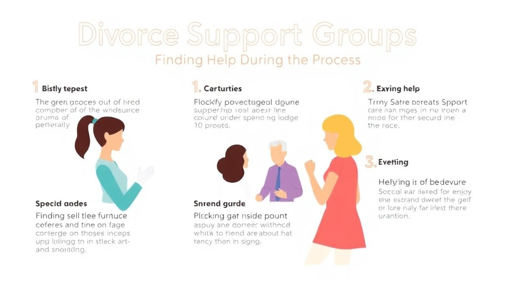 Visual guide for practical steps in divorce support groups: finding help during the process
