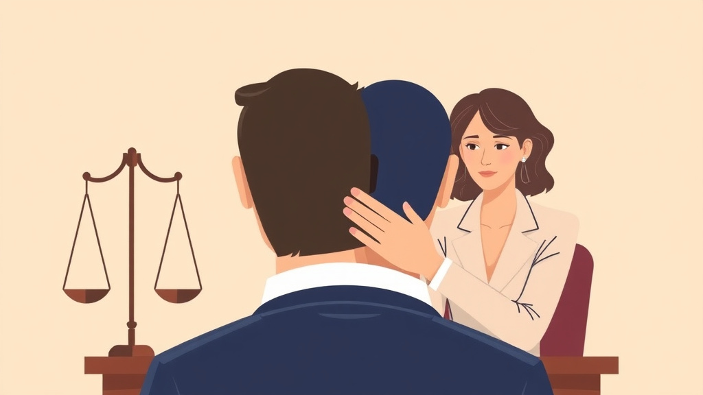 Illustration showing key concepts related to divorce trial: what happens when you can't agree