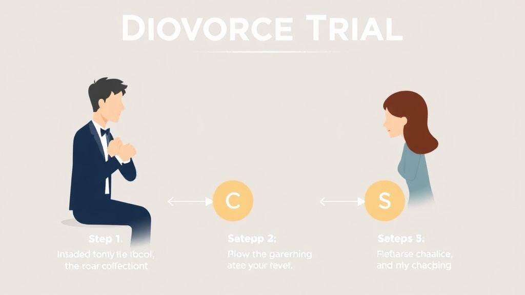 Visual guide for practical steps in divorce trial: what happens when you can't agree