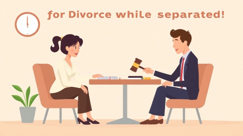 Illustration showing key concepts related to filing for divorce while separated: requirements by state