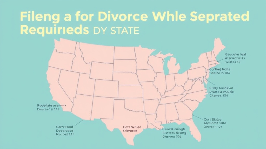 Visual guide for practical steps in filing for divorce while separated: requirements by state
