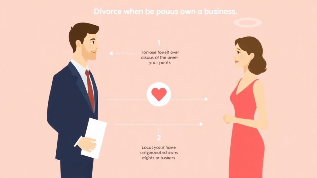 Visual guide for practical steps in divorce when one spouse owns a business