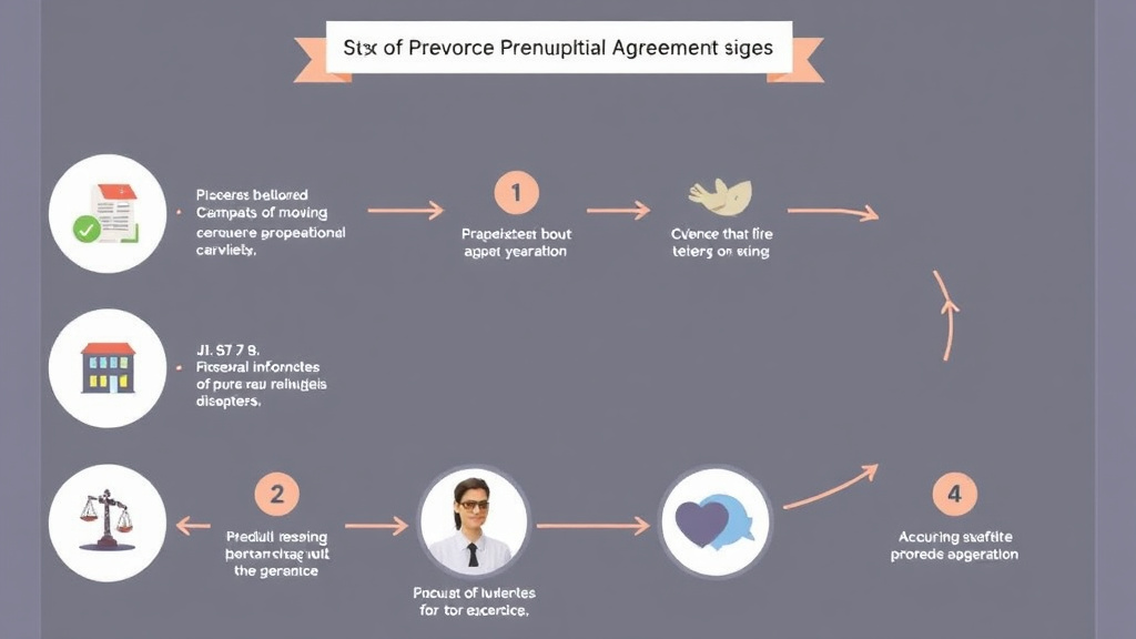 Visual guide for practical steps in divorce with a prenuptial agreement: how it changes the process