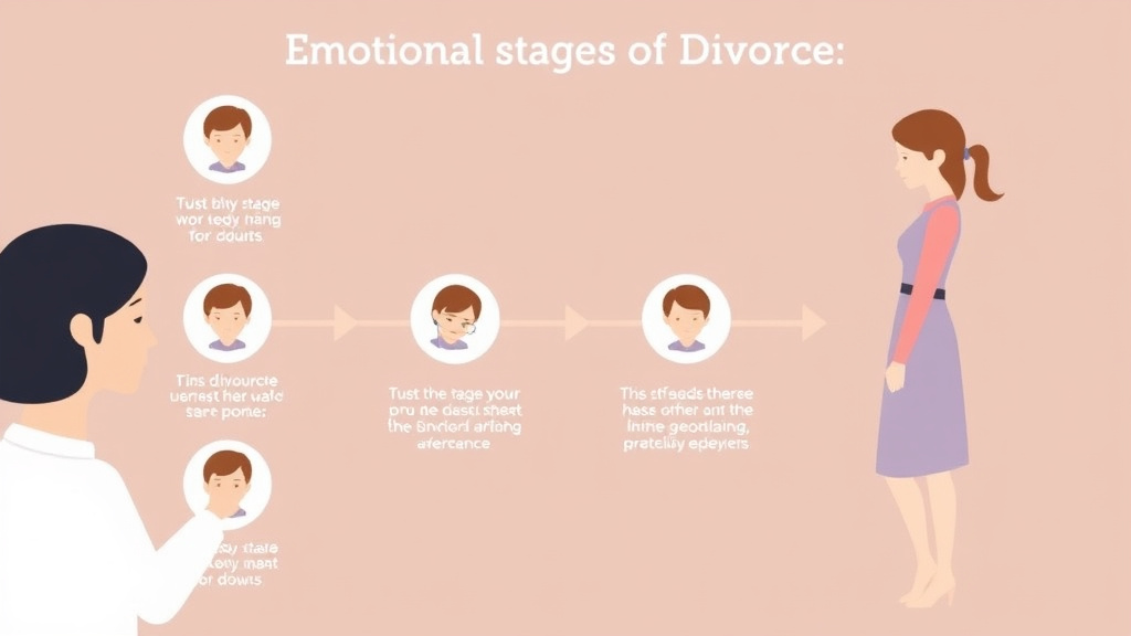 Visual guide for practical steps in emotional stages of divorce: what to expect