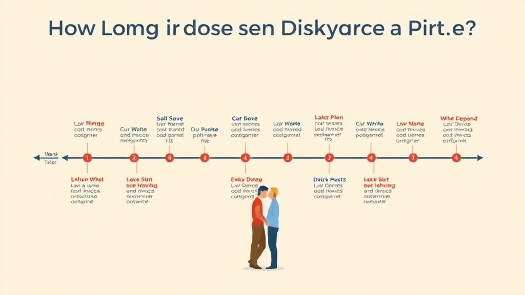 Illustration showing key concepts related to how long does divorce take? timelines by state