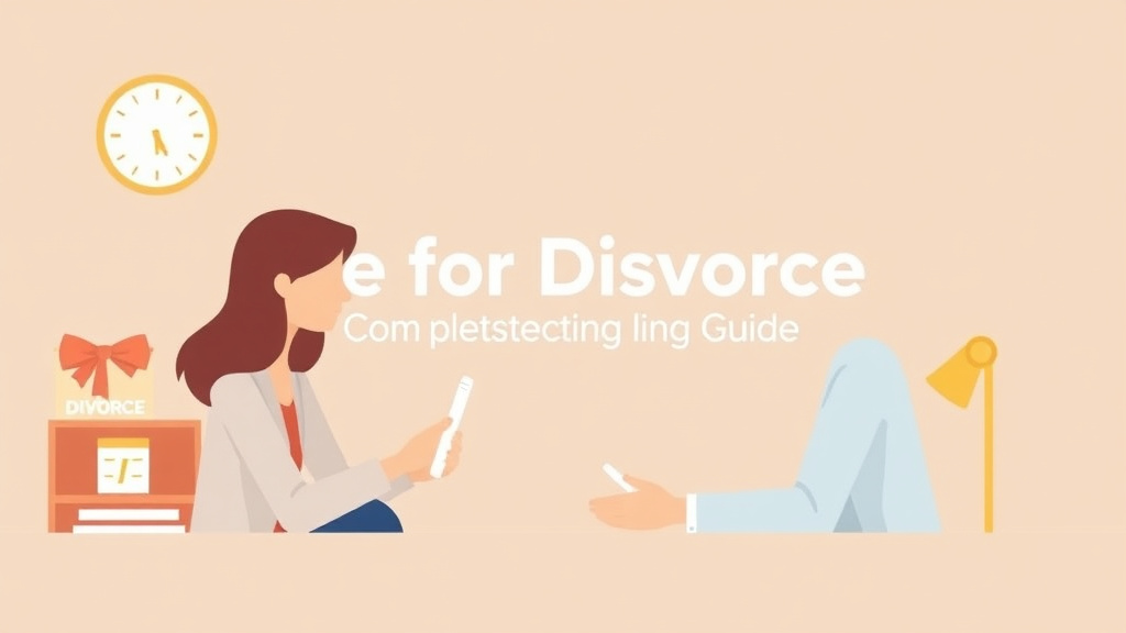 Illustration showing key concepts related to how to file for divorce: complete step-by-step guide