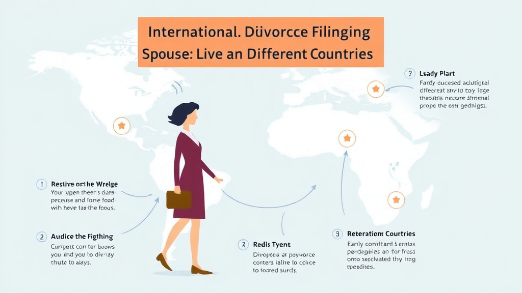 Visual guide for practical steps in international divorce: filing when spouses live in different countries