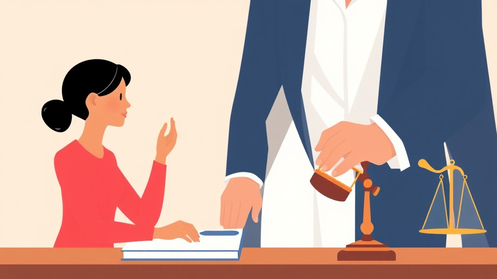 Illustration showing key concepts related to legal aid for divorce: free and low-cost help