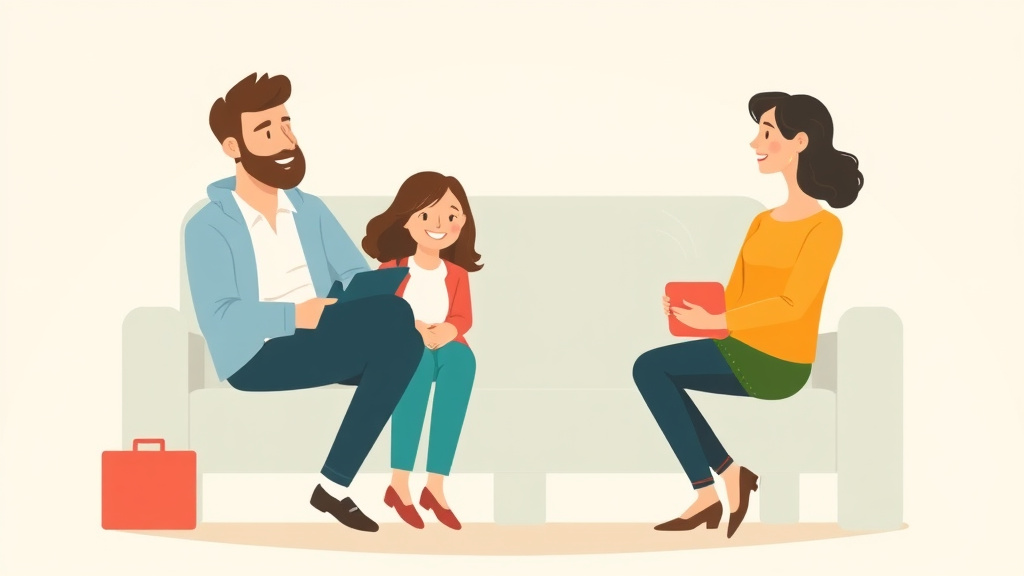 Illustration showing key concepts related to long distance parenting plans: making it work across states