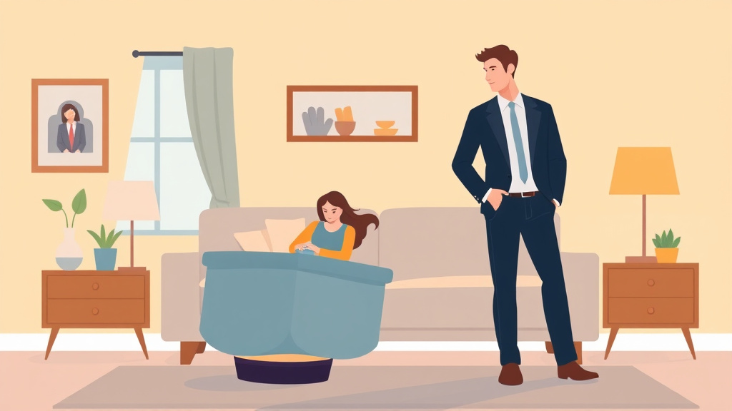 Illustration showing key concepts related to moving out before divorce: legal implications